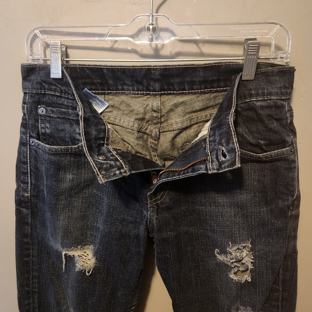 Levi's Vintage 511 Slim Fit Straight black ripped stretch jeans men's 29 X 30 - Picture 3 of 8